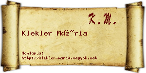 Klekler Mária névjegykártya